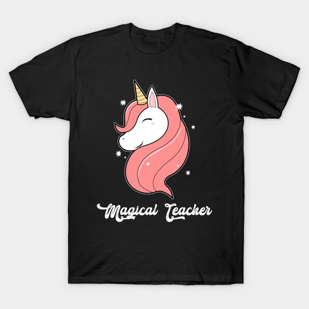 Glitter Pink Unicorn Teacher T-Shirt by Imutobi